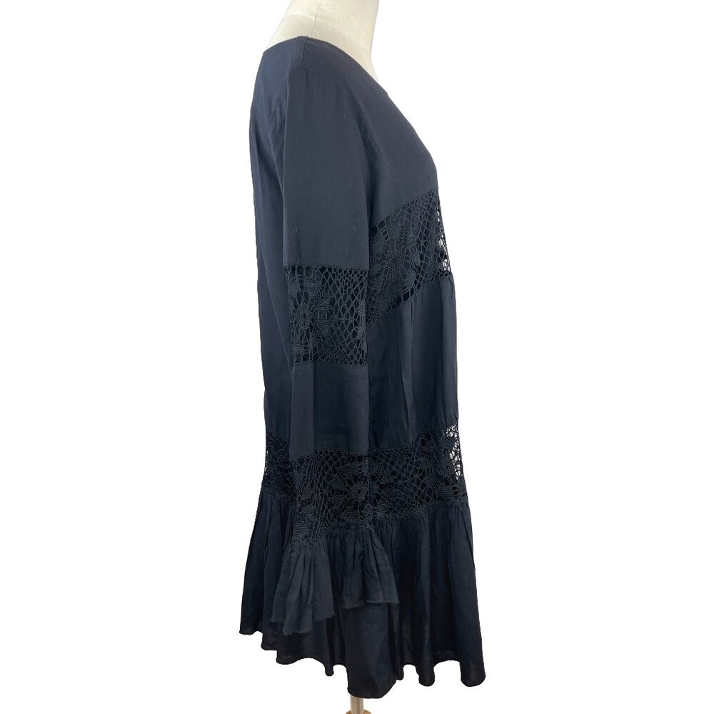 NWOT Tularosa Berkley Tiered Lace Bell Sleeve Black Dress - Picture 5 of 7